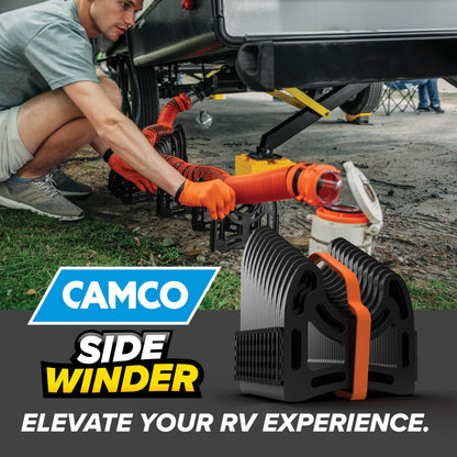 Camco Sidewinder 15-Ft RV Sewer Hose Support - Flexible Telescoping Design for Avoiding Obstacles & Deep Cradles Secure RV Sewer Hose - Out-of-The-Box Ready & Folds for RV Storage (43043)