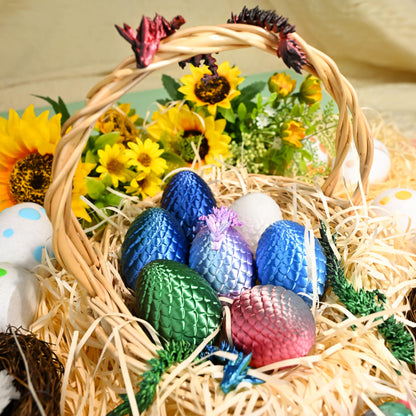 Impossmaker 3D Printed Mini Dragon Eggs Set with Dragon Inside, Articulated Crystal Fidget Toy, Cool Stuff Fun Gifts for Adults, Teens, Boy, Easter Basket Stuffers, 12PCS