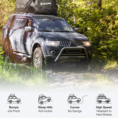 Asani Waterproof Car Roof Top Cargo Carrier Bag with 8 Heavy-Duty Straps and Buckles | Weatherproof Luggage Roofbag for Rooftop Racks | Car Topper Bag for Sedan, SUV, Vans & More (15 Cubic Feet)