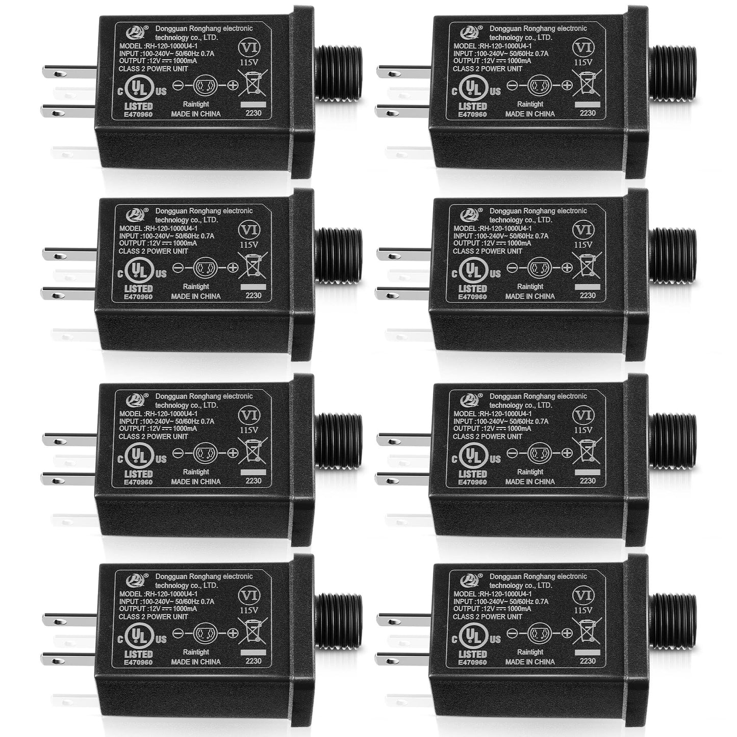 8 Pcs Replacement Yard Inflatable Adapter Power Supply Adaptor 12Vdc 1.0A Class 2 Power Supply for Halloween Christmas Inflatable Decorations