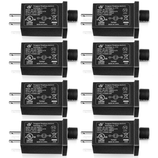 8 Pcs Replacement Yard Inflatable Adapter Power Supply Adaptor 12Vdc 1.0A Class 2 Power Supply for Halloween Christmas Inflatable Decorations