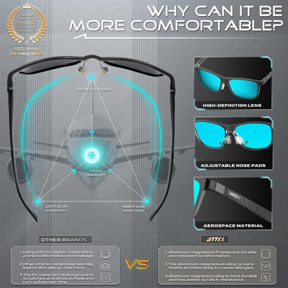 ATTCL Men's Retro Metal Frame Driving Polarized Sunglasses For Men 18587blue