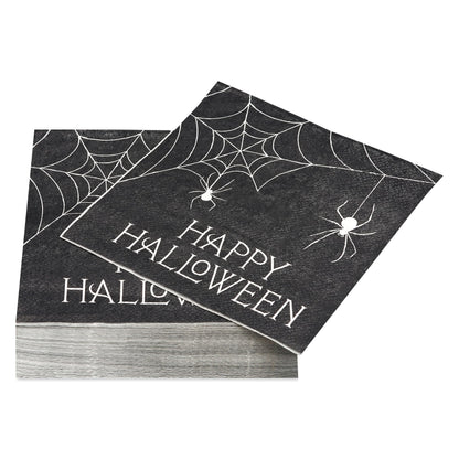 American Greetings 50-Count 5 in. x 5 in. Beverage Napkins, Spiderweb Halloween Party Supplies