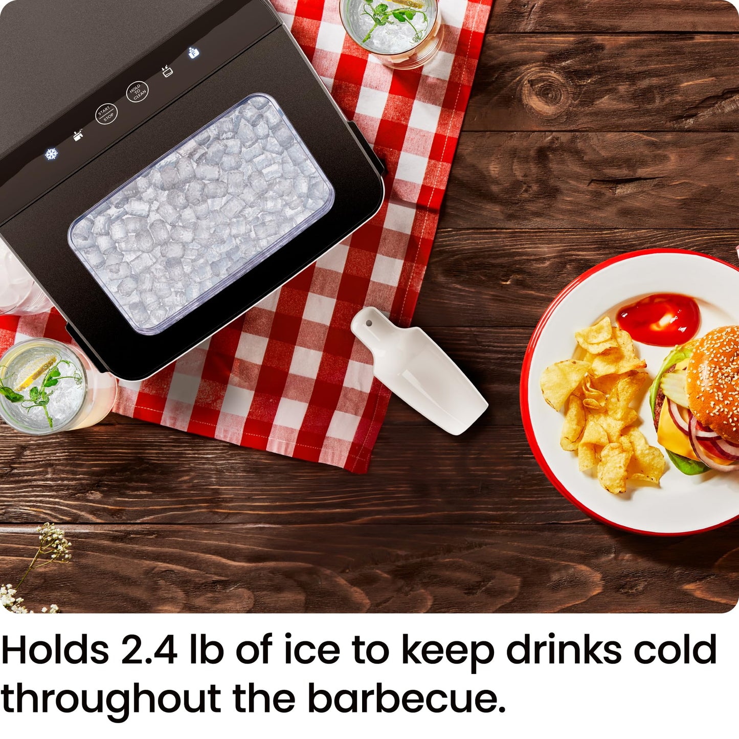 Iceman Pebble Ice Machine, Countertop Nugget Ice Maker Produces Chewable Pellet Ice in 20 Minutes, Makes 33lbs/Day, with One-Touch Cleaning Function and Ice Scoop/Basket Included – Stainless Steel