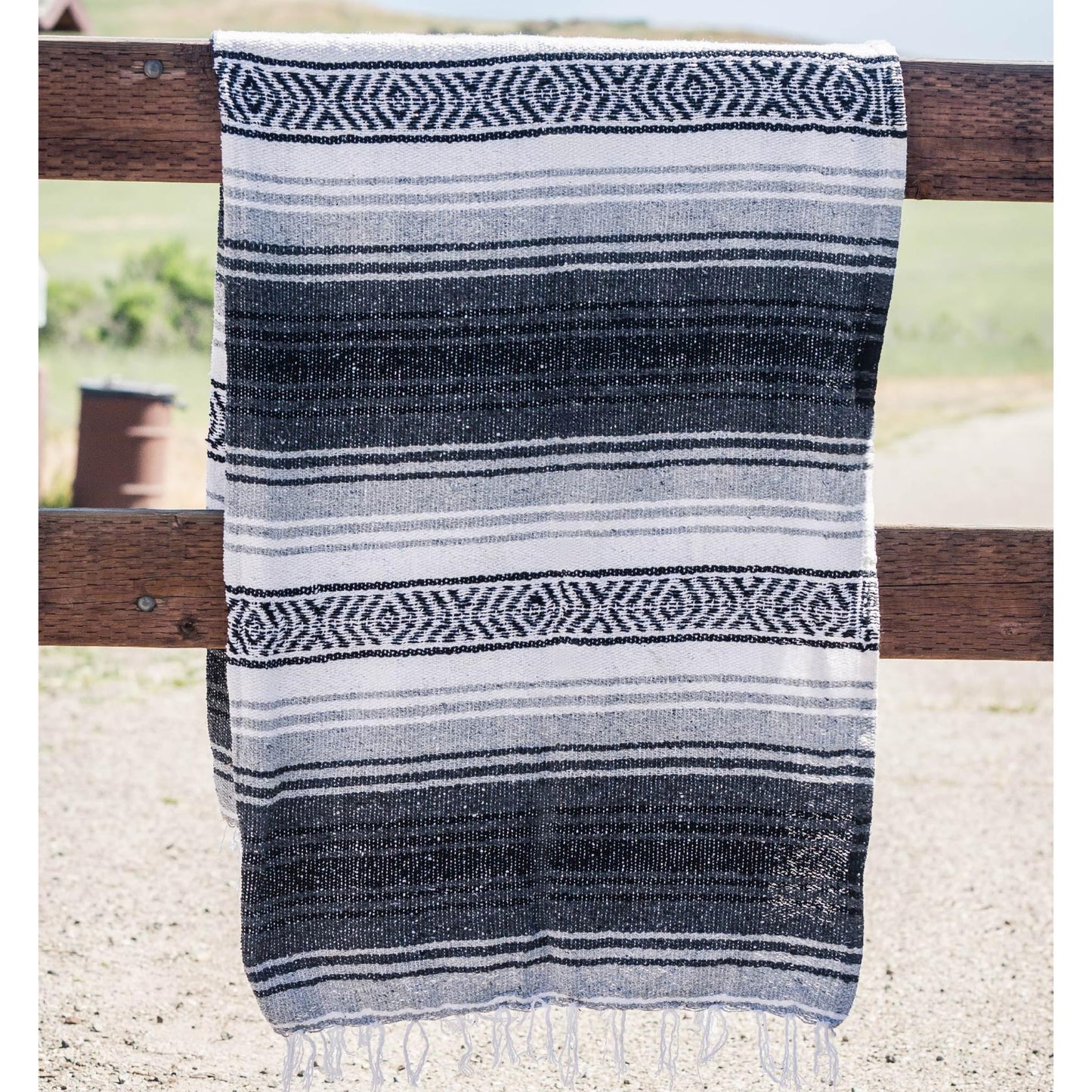 Benevolence LA Authentic Handwoven Mexican Blanket | Yoga Blankets, Outdoor, Picnic, Beach, Camping | Equestrian Saddle | Serape 50x70 inches - Gray, Pack of 1