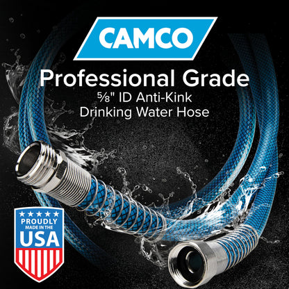 Camco (22853) 50ft Premium Drinking Water Hose - Anti-Kink Design, 20% Thicker Than Standard Hoses (5/8"Inside Diameter),Blue