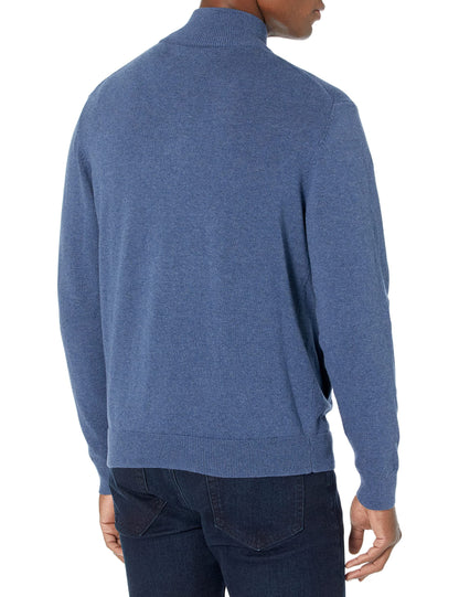 Amazon Essentials Men's Full-Zip Cotton Sweater, Blue Heather, XX-Large