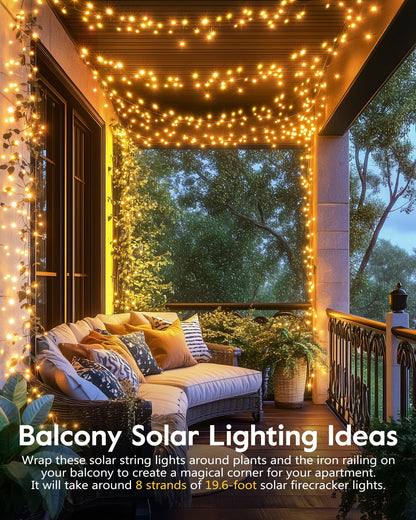 Brightown Outdoor Waterproof, 9.8Ft 120 LED String Lights, 8 Modes Firecracker Fairy Lights for Patio Balcony Wedding Christmas Decor (Warm White)