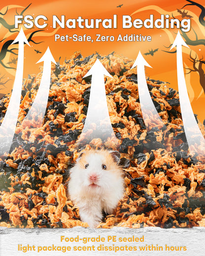 BUCATSTATE Hamster Bedding 70L, 99% Dust-Free Guinea Pigs Bedding Odor Control, Cozy Paper Small Animal Beddings for Rabbit Rat Syrian Dwarf Hamsters Gerbils (Halloween Décor)
