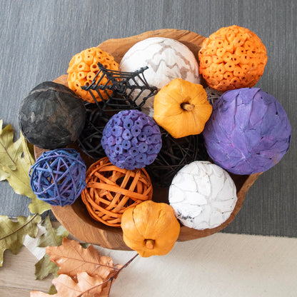 ANDALUCA Large Decorative Halloween Fall Vase Filler Bag with Orbs, Balls (Purple Orange)