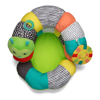 Infantino Prop-A-Pillar Tummy Time & Seated Support, Baby Floor Seat for Tummy Time & Early Sitting, Soft, Supportive, Engaging Toys, Caterpillar