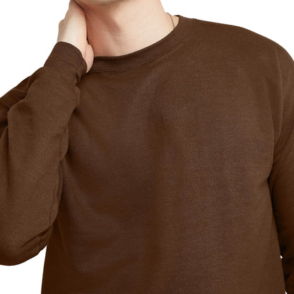 Hanes Men's EcoSmart Fleece, Pullover Crewneck Sweatshirt, 1 or 2 Pack, Army Brown-1 Pack, Small