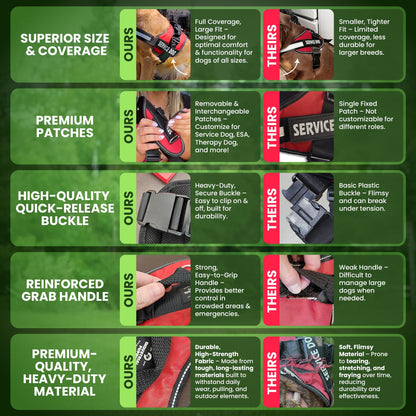 Industrial Puppy Service Dog Vest with Hook and Loop Straps & Matching Service Dog Leash Set - Harnesses from XXS to XXL - Harness Features Reflective Patch and Comfortable Mesh Design