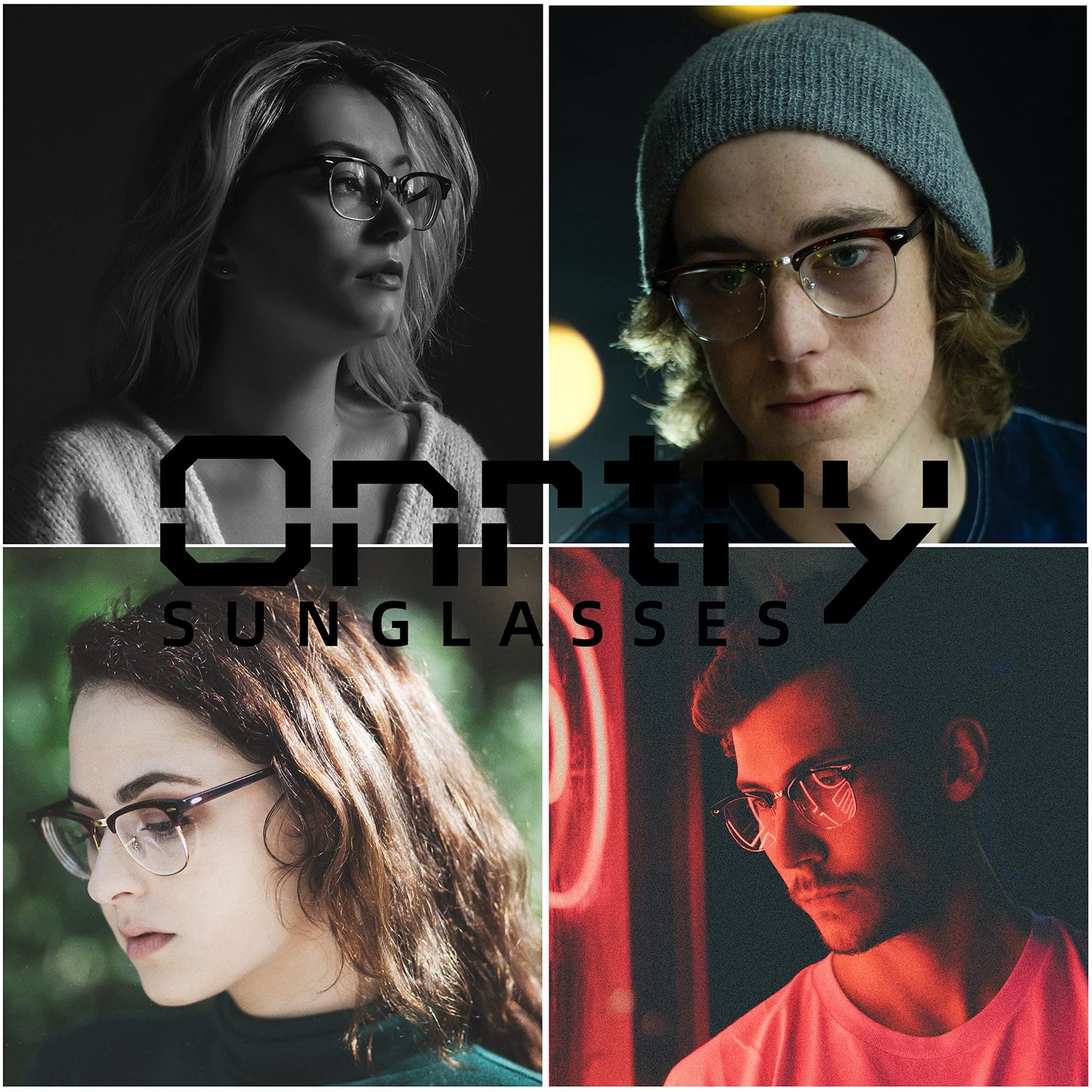 Blue Light Blocking Glasses for Women Men Classic Semi Rimless Fake Nerd Anti Blue Ray Computer Eyeglasses (Bright Black/Silver)