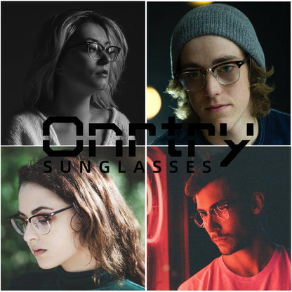 Blue Light Blocking Glasses for Women Men Classic Semi Rimless Fake Nerd Anti Blue Ray Computer Eyeglasses (Bright Black/Silver)