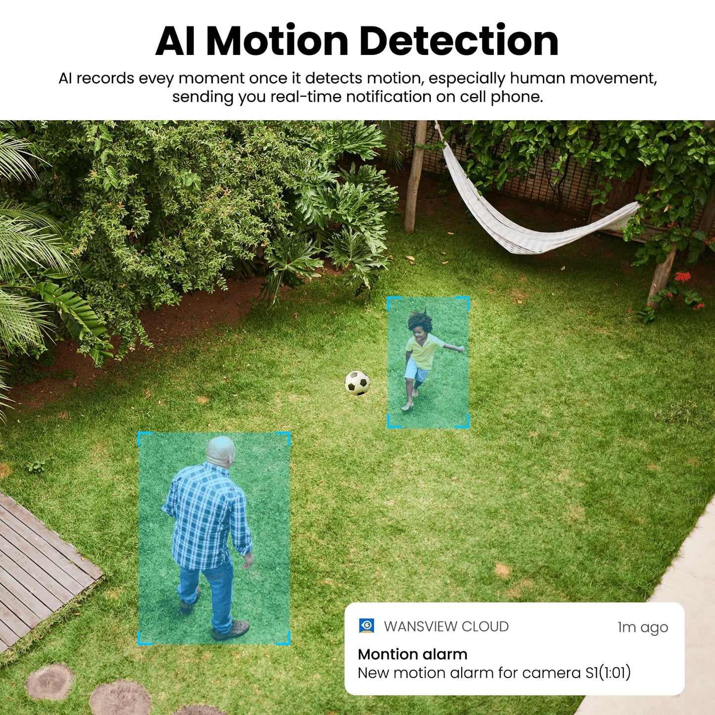 AOQEE Cameras for Home Security-2K Wireless Security Camera Outdoor with AI Motion Detection & Siren, Non-Stop Solar Powered Charging, Color Night Vision, SD/Cloud Storage, Waterproof, S1 4P