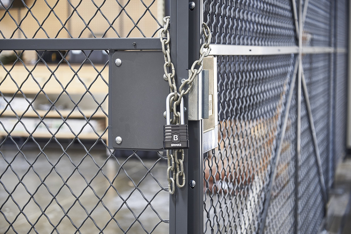 BRINKS - 44mm Commercial Laminated Steel Weather Resistant Padlock with 2 3/8” Shackle - TPE Wrapped and Hardened Boron Steel Shackle