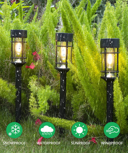ILANCK 8 Pack Solar Pathway Lights Outdoor, Waterproof Solar Lights Outdoor with Metal & Glass Design - Auto On/Off, Long-Lasting, Landscape Lighting for Garden, Yard, Lawn, Driveway, Walkway