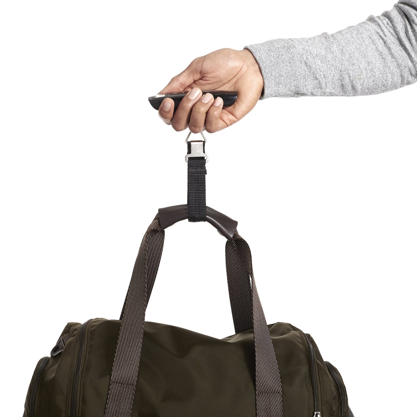 Amazon Basics Portable Digital Luggage Scale for Travel, Hanging Baggage Scale, Suitcase Weight Scale with Battery Included, Digital Display, Flexible and Sturdy Strap, 110 LBS Load, one Size, Black