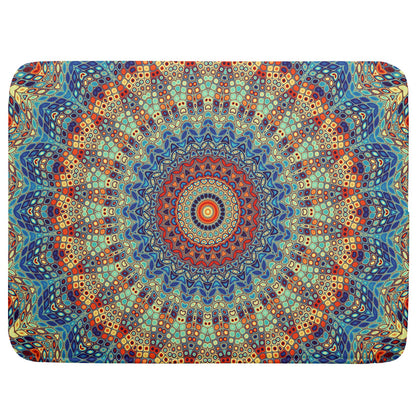 Bohemian Mandala Dish Drying Mat for Kitchen Counter Boho Ethnic Drying Mat 18 x 24 Inch with High Absorbent Reversible Microfiber Dish Drying Pad Dish Rack Pad Drainer Mat for Coffee Bar