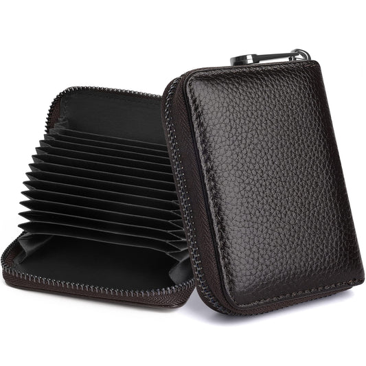 Badiya Genuine Leather Credit Card Holder for Women RFID Blocking Accordion Small Card Case Wallet