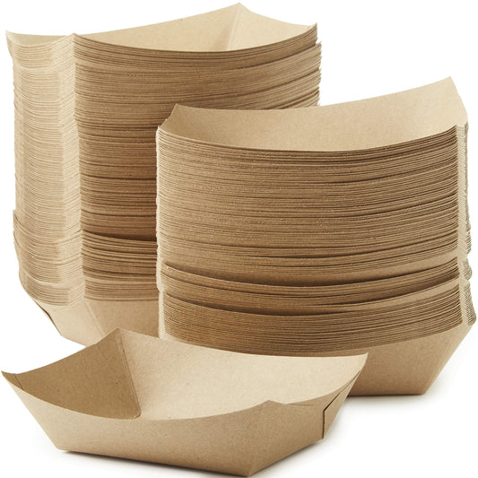 Avant Grub Eco Friendly USA-Made 3lb Food Holder Trays, 50-Pack. Compostable Kraft Paper Dishware Plates for Diners or Concession Stands. Sturdy Disposable 3lb Party Snack Boat. Ideal for Events!