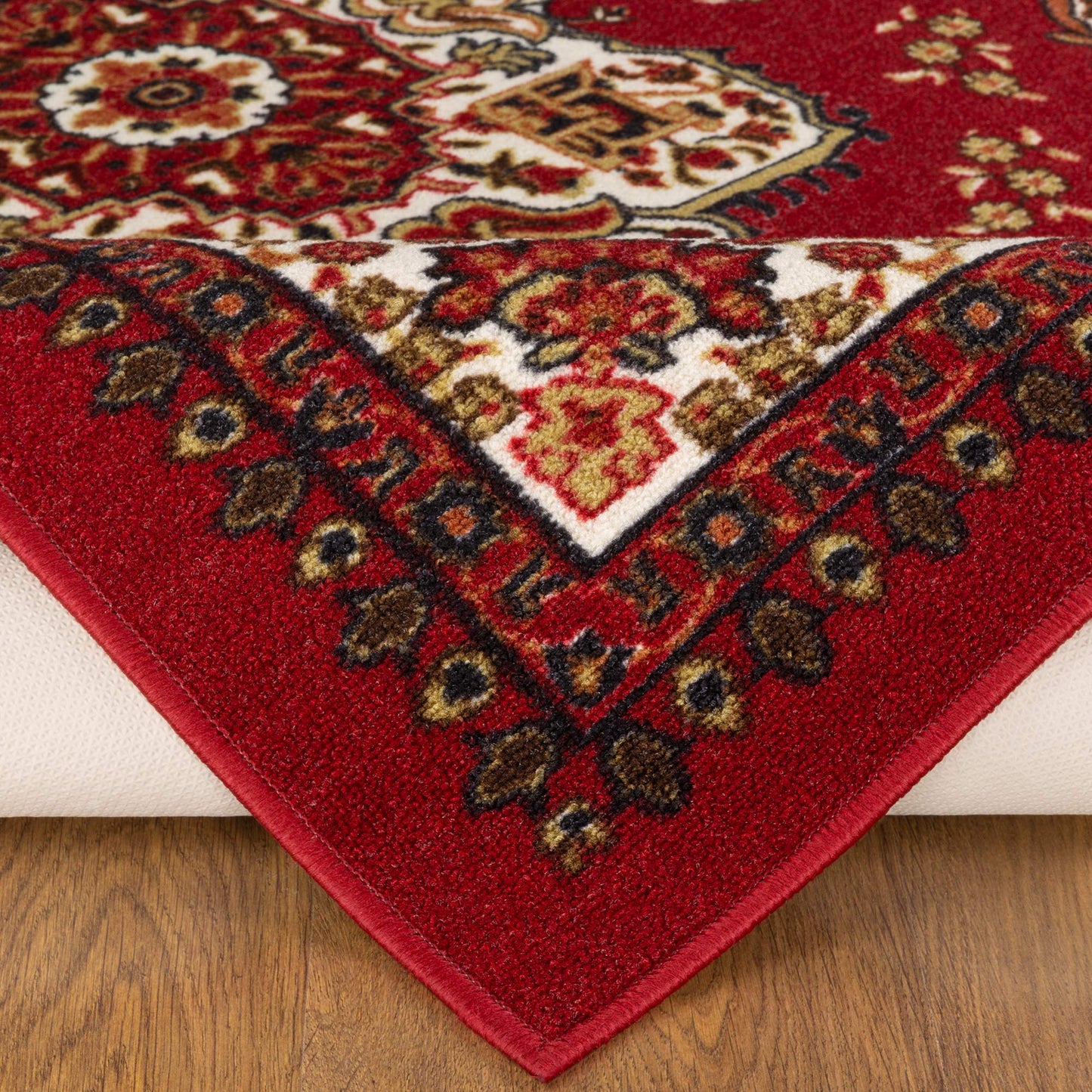 Antep Rugs Alfombras Oriental Traditional 5x7 Non-Skid (Non-Slip) Low Profile Pile Rubber Backing Indoor Area Rugs (Maroon, 5' x 7')