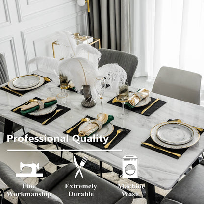 Home Brilliant Black Placemats Set of 6 Heat Resistant Dining Table Fall Halloween Place Mats Kitchen Cloth Table Mats, Black