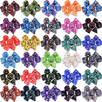 Amiven DND RPG Dice Sets 30 x 7 Polyhedral Dice (210pcs) for Dungeons and Dragons Tabletop Role Playing Adventure Games, with a Large Drawstring Bag