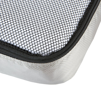 Amazon Basics 4 Piece Packing Cubes Travel Organizer Set with Double Zipper, Mesh Top, Large, Gray