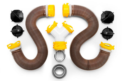 Camco 39667 Revolution 20' Sewer Hose Kit with Swivel Fittings and Wye Connector - Ready To Use Kit with Fittings, Hoses, and Storage Caps, Great For RVs with Separate Tank Valves