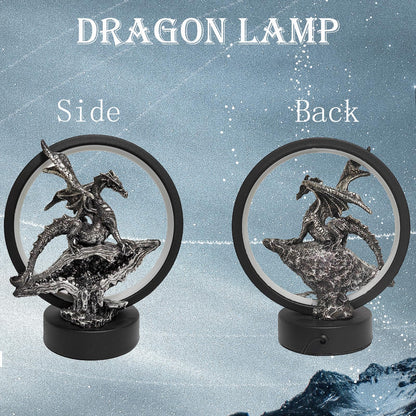 Hmusnwol Dragon Lamp Collectible Decor-Dungeons and Dragons Gifts - 6.15 inch LED Circle Table Lamp for Dragons Lover,Bedroom/Bookshelf/Desk