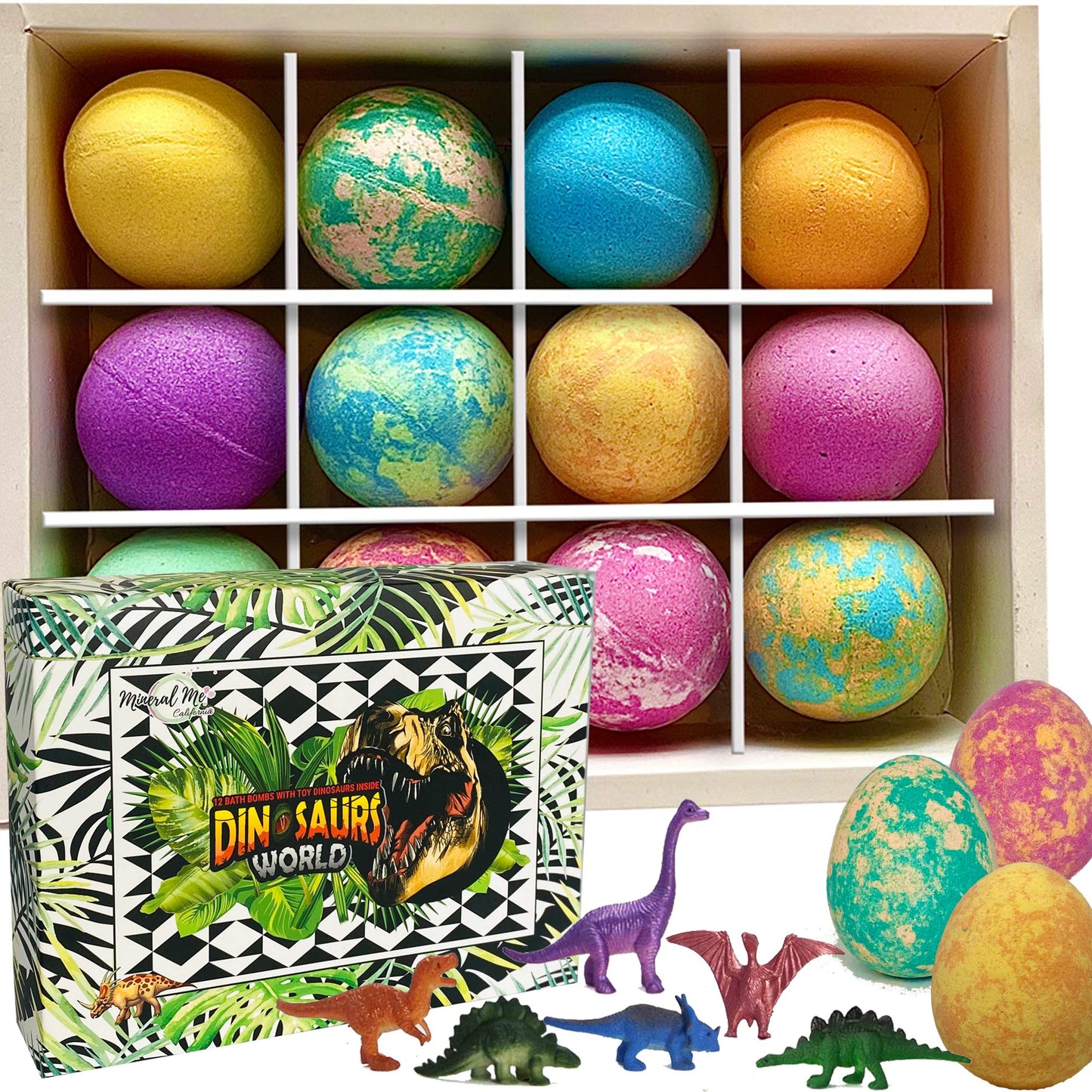 Bath Bombs for Kids with Surprise Inside - 12 Dinosaur Bath Bombs with Toys, Organic Colorful Bubble Bath Fizzies, Dino Egg Bath Bomb w/Rich Bubbles, Birthday Gifts for Kids, Boys, Girls