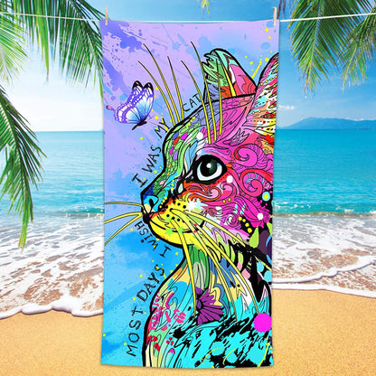 Bonsai Tree Cat Gifts Beach Towel for Women Girls, Cute Microfiber Bath Towel Gifts, Funny Sand Free Quick Dry Travel Towels for Women Kids Yoga Sports 30" X 60