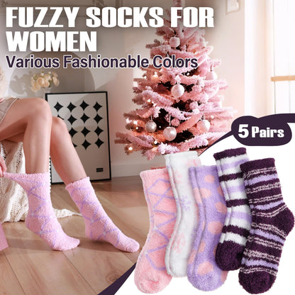 ANTSANG Womens Fuzzy Socks Fluffy Slipper Cozy Cabin Winter Soft Fleece Warm Comfy Thick Christmas Gift Valentines Socks (Mix Color Purple Pink)