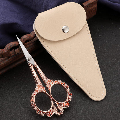 HITOPTY Sewing Scissors Embroidery Scissors, 4.5in Rose Gold Crochet Scissor with Sheath for Craft Cross Stitch Needlework Artwork Thread Yarn Cutting
