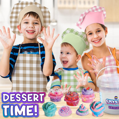 4 LB Huge Glassy Clear Slime Bucket Toy for Kids, FunKidz 64 FL OZ Premade Big Crystal Slime Pack Gift with 29 Sets Add-ins Jumbo Slime Kit for Girls Boys Party Present