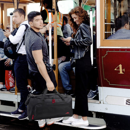 55 Liter, 24 Inch Lightweight Canvas Duffle Bags for Men & Women For Traveling, the Gym, and as Sports Equipment Bag/Organizer (Black 2)