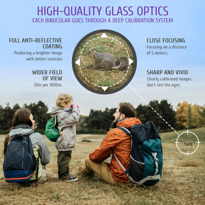 BeBison Binoculars for Kids and Adults - 8x21 High Resolution Real Optics - Compact Folding Shockproof Kids Binoculars for Bird Watching - Spy Games - Outdoor Play for Boys and Girls