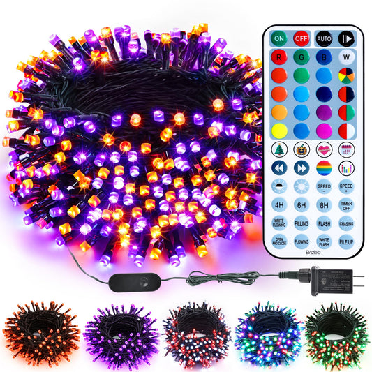 Brizled Color Changing Christmas Lights, 66ft 200 LED RGB Halloween String Lights with Remote, Dimmable Decorative Light String Outdoor, Mini Tree Light Indoor Plugin for Xmas Halloween Party Decor