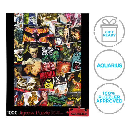 AQUARIUS Hammer Classic Horror Movies Collage (1000 Piece Jigsaw Puzzle) - Glare Free - Precision Fit - Virtually No Puzzle Dust - Officially Licensed Hammer Merchandise & Collectibles - 20x28 Inches