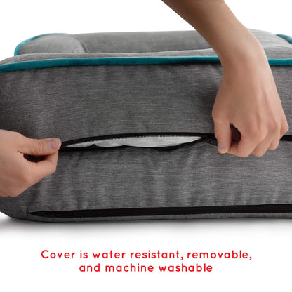 Brindle Orthopedic Memory Foam Pet Bed with Wrap Around Bolster - Plush Dog and Cat Bed - Removable Velvet Cover