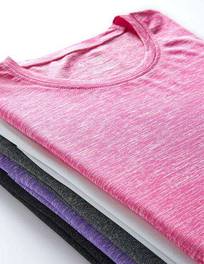 5 Pack: Women's Dry Fit Short Sleeve T Shirts, Athletic Workout Tee Tops for Gym Yoga Running (Set 3, Medium)