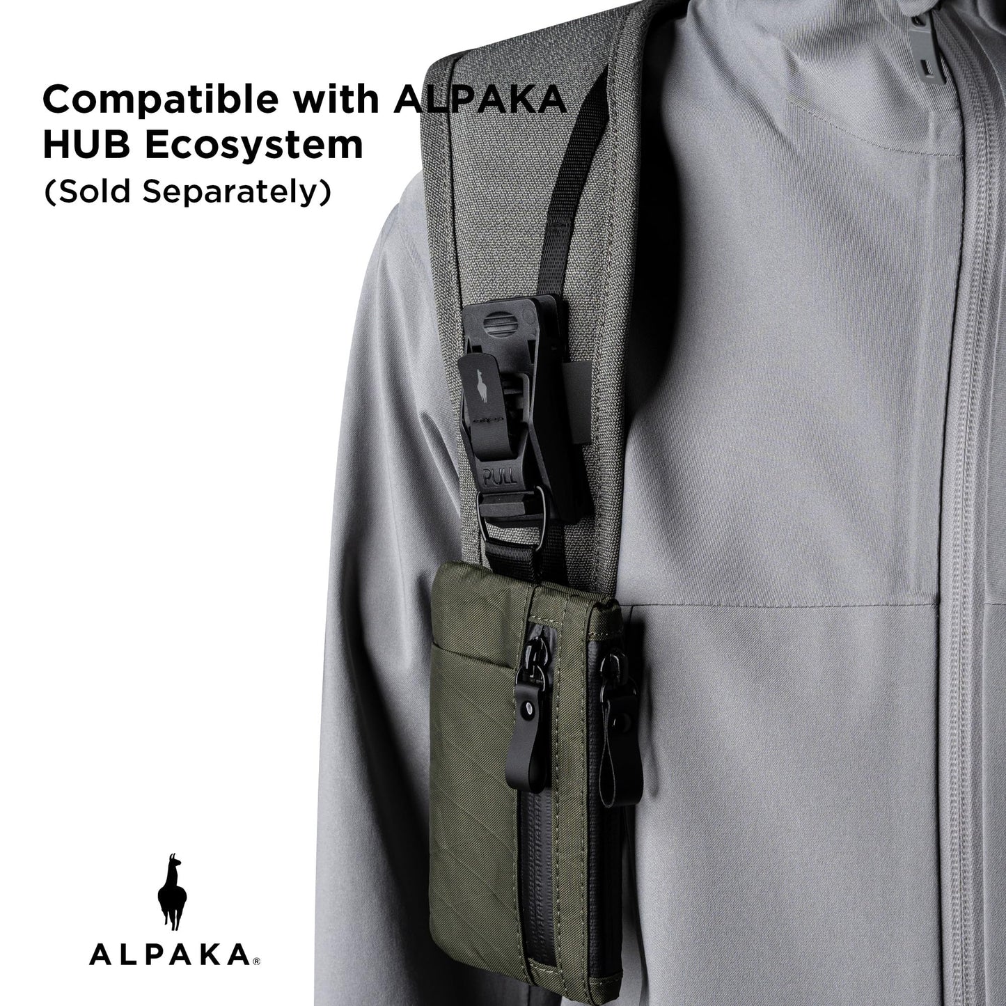 ALPAKA Zip Pouch Pro X-Pac VX21 - Slim Zipper Wallet with RFID Blocking, ID Card Holder, YKK Zippers Multi-tool Slot, Weatherproof Fabric Small Tech Pouch for Men Travel (Dark Green)