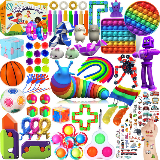 80 Pack Fidget Toys Pack,Pop Its Relieves Stress and Anxiety Sensory Toy for Kids Girls Adults ADHD,Christmas Party Favor,Classroom Rewards Prizes,Pinata Stuffers,Bulk Rewards Boxfor Boys and Girls
