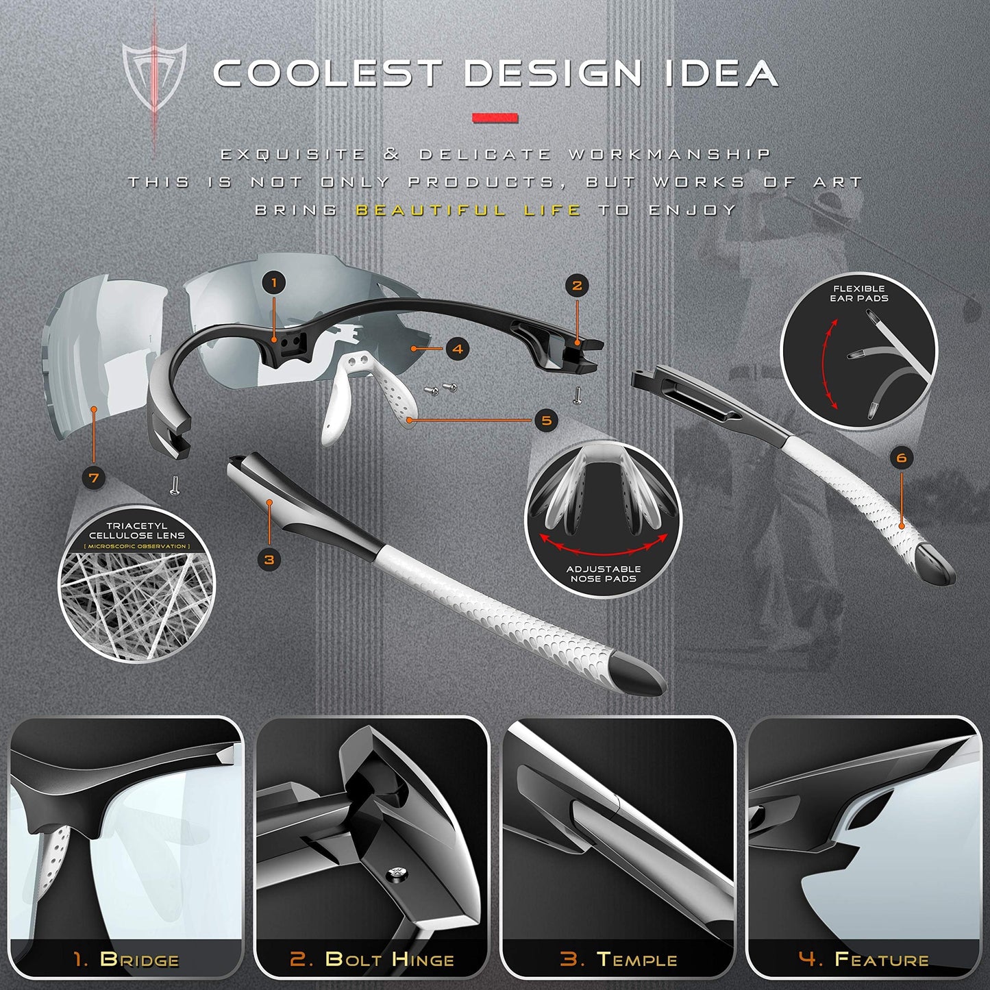 ATTCL Sunglasses For Men - Upgraded Sports Polarized Sunglasses for Cycling Driving Fishing UV Protection 7027-C3 Silver