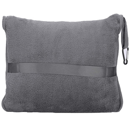 BlueHills Premium Soft Travel Blanket Pillow Airplane Flight Blanket Throw Bag Pillowcase Compact Large 2 in 1 Combo Warm Traveling Plane Essentials Portable Gifts Lightweight Grey Gray T007