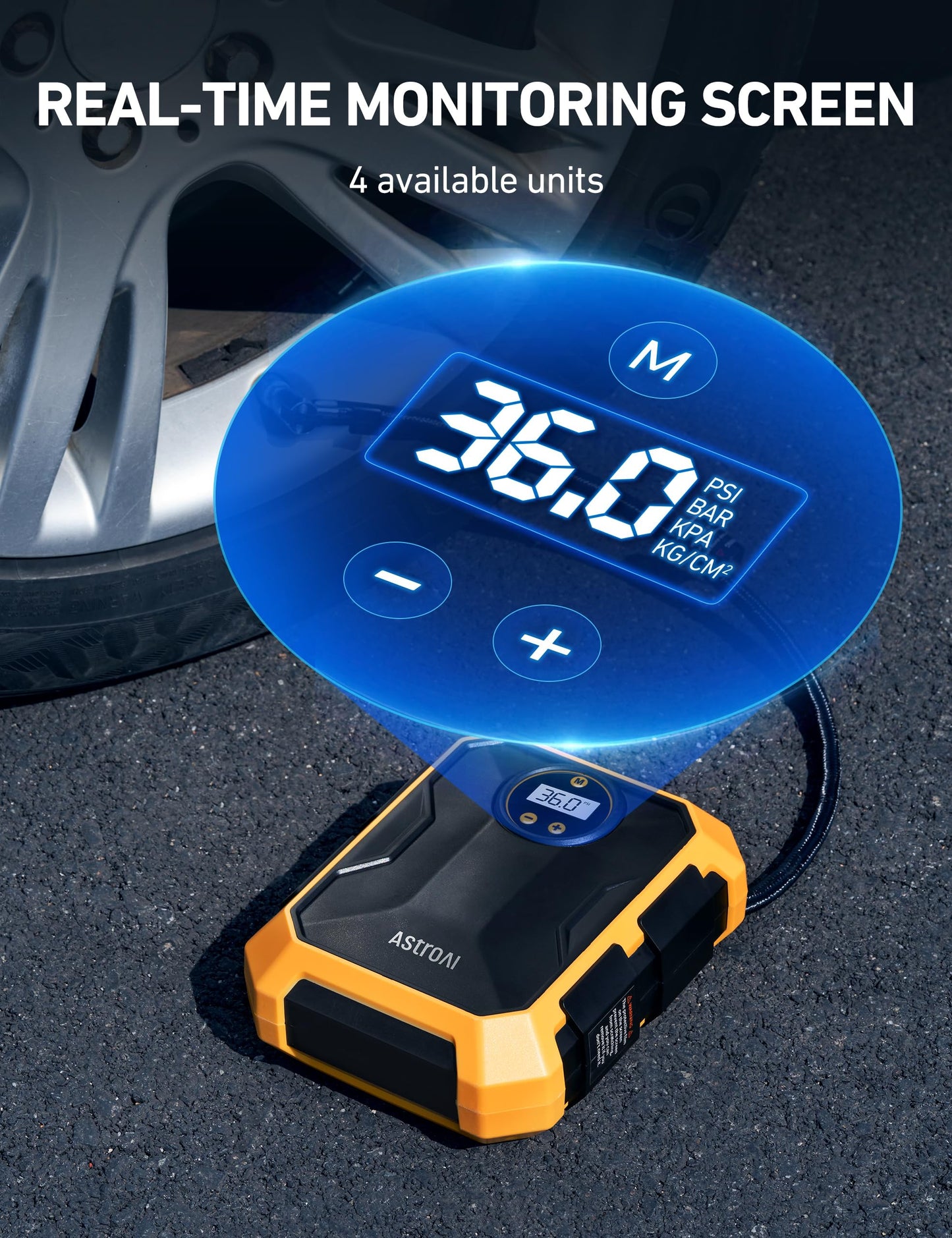 AstroAI Tire Inflator Air Compressor 12V DC Portable Air Compressor Car Accessories Auto Tire Pump 100PSI with LED Light Digital Air Pump for Car Tires Bicycles Other Inflatables