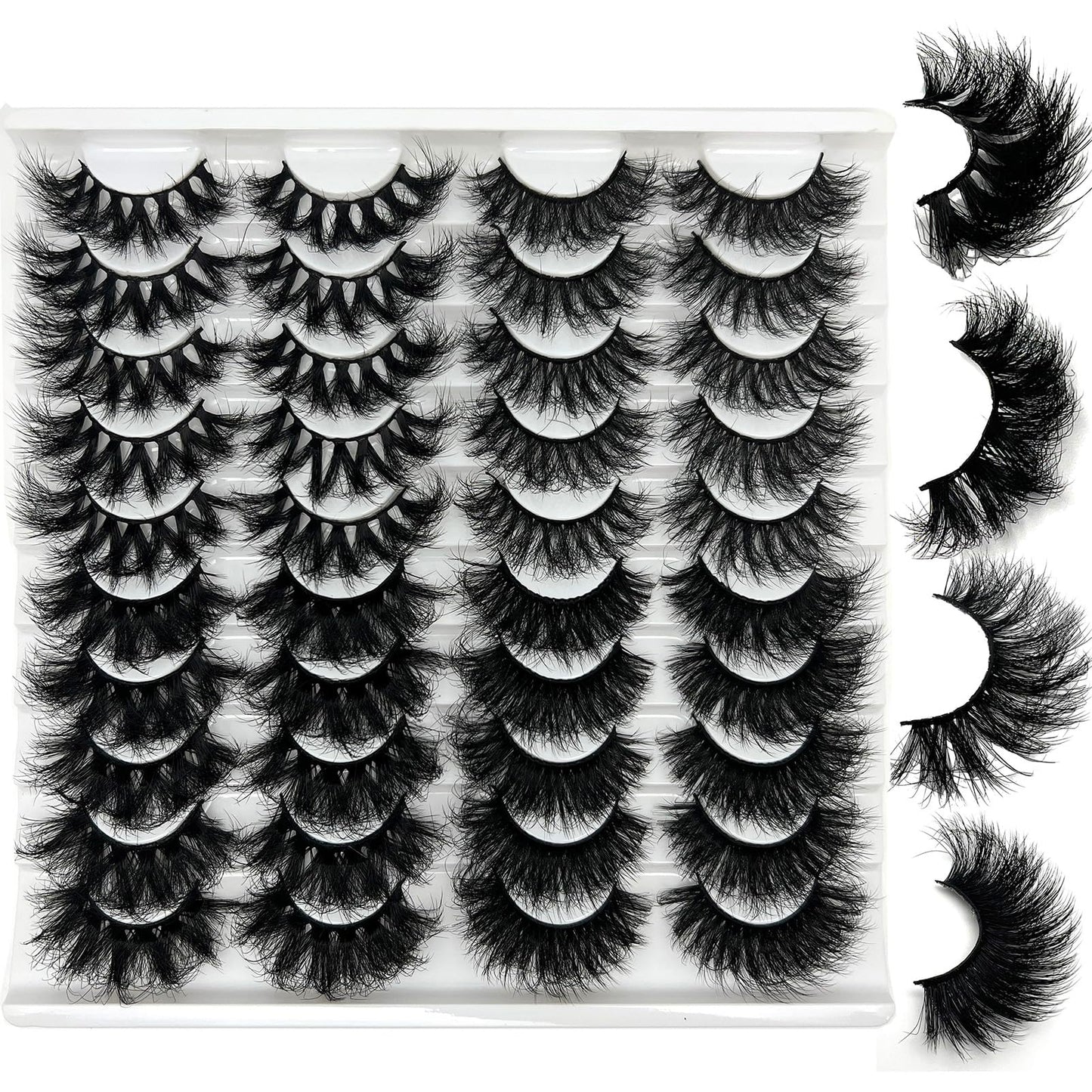 IFSOWDRA Mink Lashes Strip D Curl Volume 20/25mm Long Dramatic Lashes 3D Mink Cat Eye Eyelashes Pack, Wispy False Eyelashes Natural Look (4 Styles)