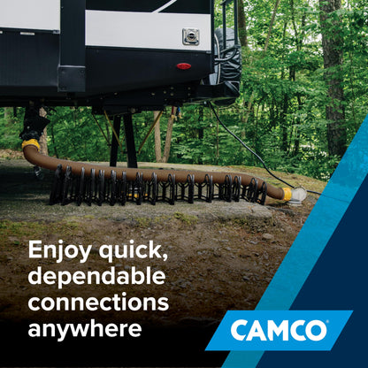 Camco Revolution 10-Foot Camper/RV Sewer Hose Kit - Features Pre-Attached 360-Degree Rotating Fittings - Includes Wire Guards (39639)